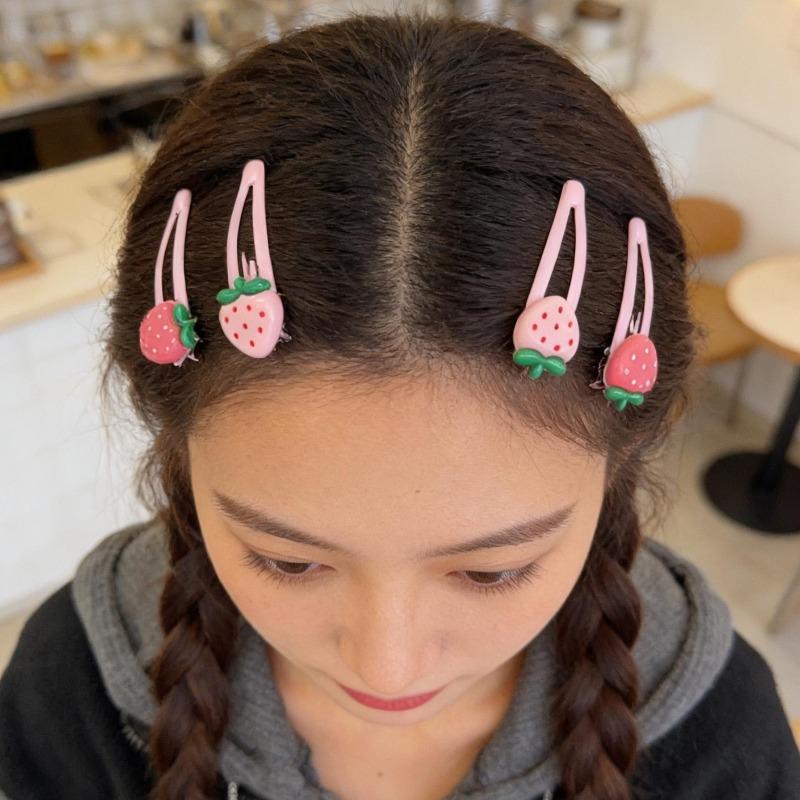 4-20pcs Cartoon Strawberry BB Clips Girl Heart Sweet Girl Side Clip Ins Versatile Cute Bangs Edge Clip Hair Clips