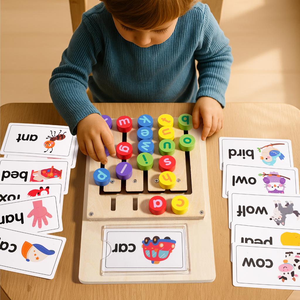 Wooden Word Spelling Movement Game - Movable Letter Blocks Suitable For Children's Spelling And Fine Motor Skills Development