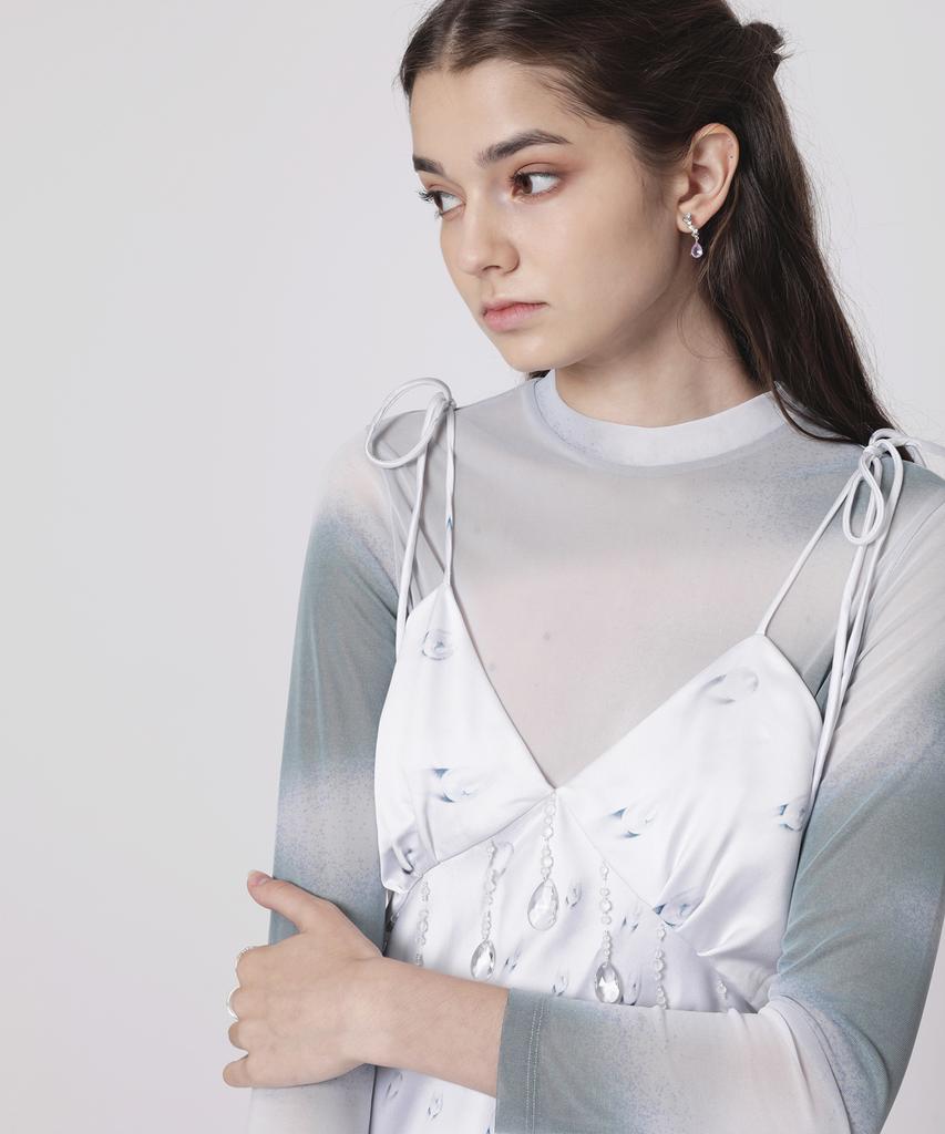 Aiseugadeuneiogongpal Water Wave Print Mesh Top
