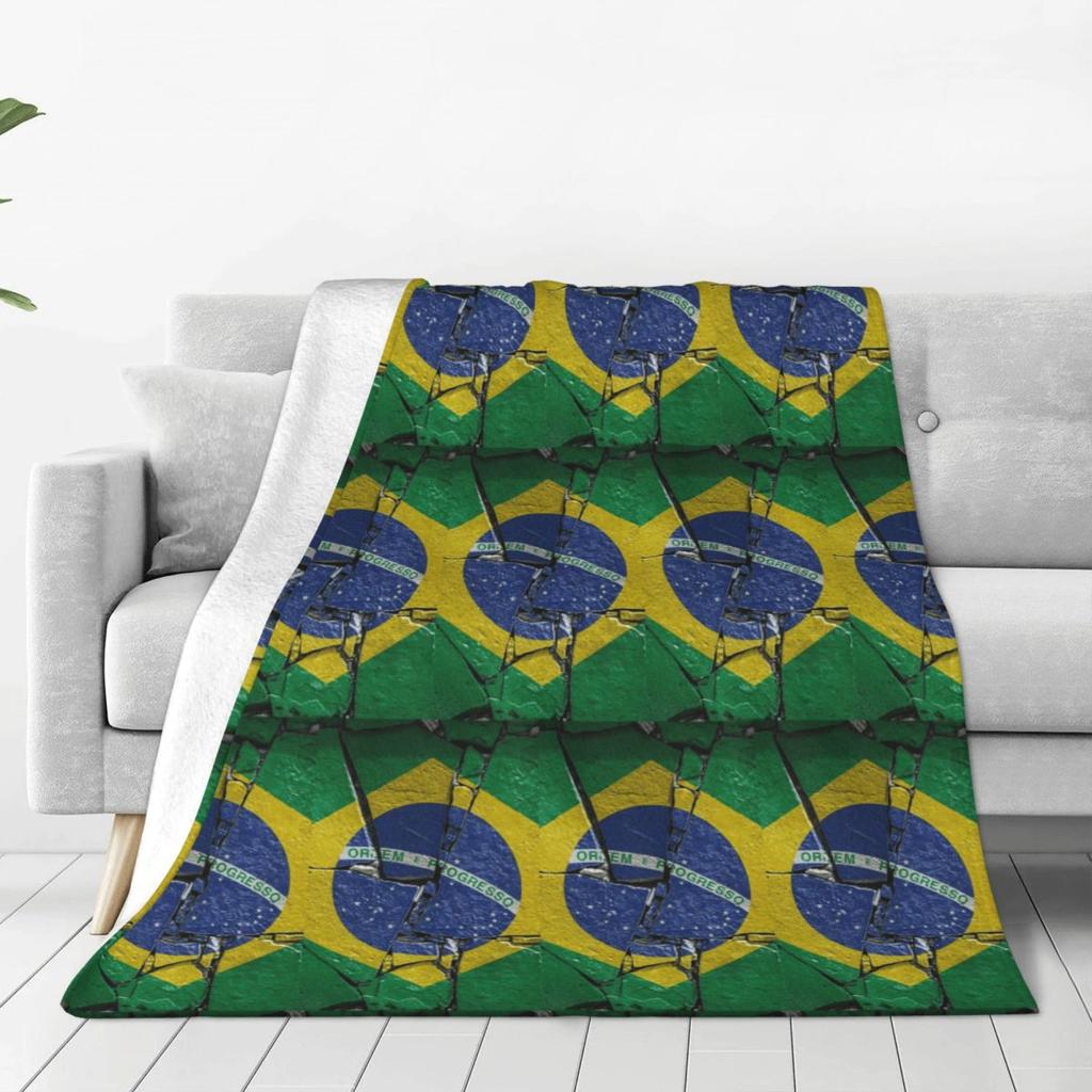 Brazil National Flag Blanket Soft Warm Flannel Throw Blanket Cover for Bed Living room Picnic Travel Home Couch