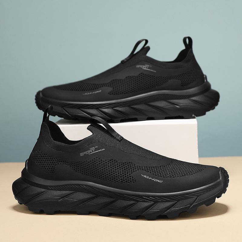 

Мужская обувь весна и осень дышащие кроссовки обувь из сетки с плетением муха пара новая спортивная обувь повседневная уличная дышащая обувь 44 чёрный