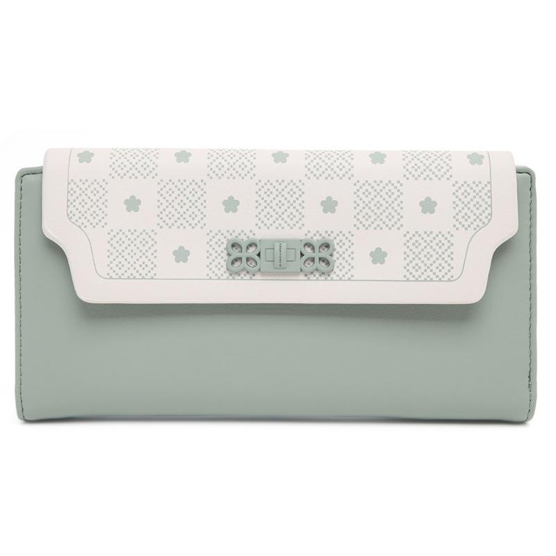 PU Soft Pull Buckle Flower Folding Women's Long Wallet