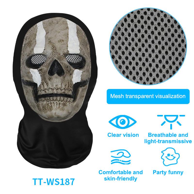 Eerie Ghost White Mask, Halloween Skull Face Costume Accessories, Party Props For Horror Cosplay Masquerade For Adults