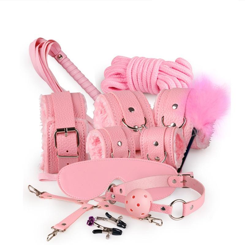 MoDi Bondage Set BDSM Kits Exotic Sex Toys For Adults Games Leather Handcuffs Whip Gag Nipple Clamps Women Sex Products
