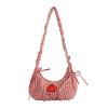 Korean small fresh plaid 2025 summer new niche pleated nylon dumpling bag ins armpit bag