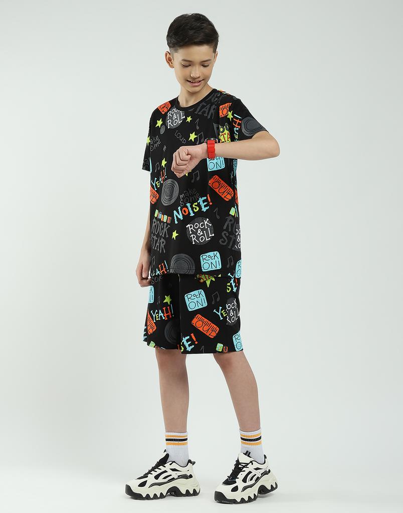 MONTE CARLO Boys Printed Round Neck Bermuda Set
