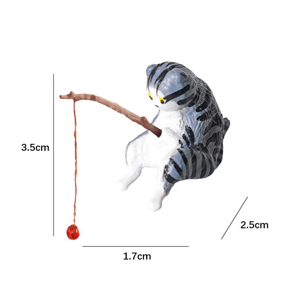 1/5pcs Cute Fishing Cat Ornaments Resin Fish Landscaping Mini Statue Cartoon Figurine Miniatures DIY Handcraft Home Decorations