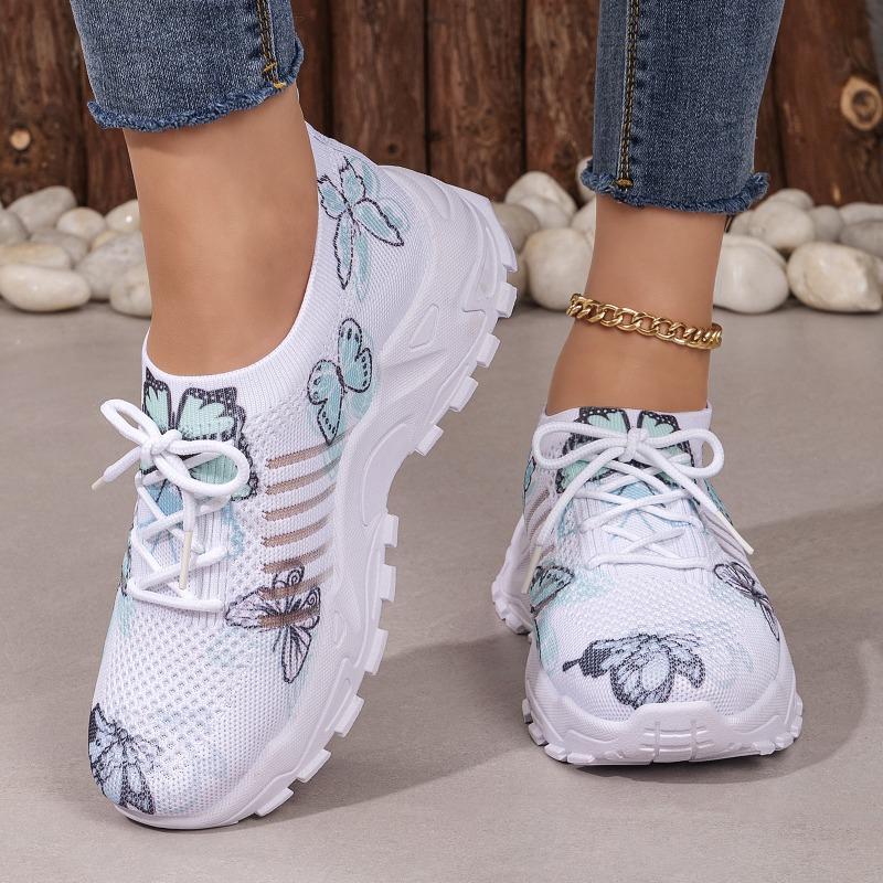 Women's shoes wind heightening casual shoes butterfly pattern flying woven single shoes TEMU sports shoes platform dad shoes