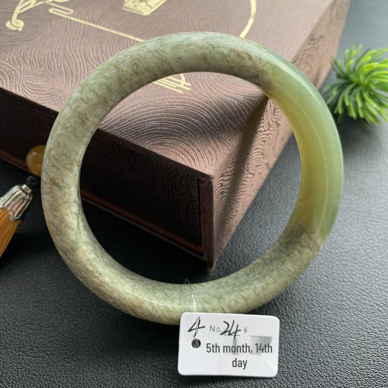 A4 Emerald Green Hetian Jade Bracelet with Floral Design