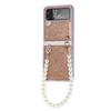 For Samsung Galaxy Z Flip 4 5g Luxury Bling Sparkle Glitter With Pearl Chain Case For Girls Women Anti -Drop Shockproof Cover