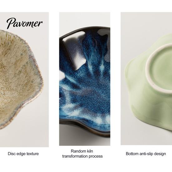 Photogenic Serving Dish Ceramic Small Dipping Plate, with Lotus Leaf Texture, Tea Room Easy Cleaning Soy Bowl, for Restaurants Parties Holidays