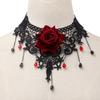 Gothic-Halsketten, schwarze Perlenblumen, sexy Spitzenhals-Halskette, Vintage-Quastenkette, Damen-Steampunk-Halloween-Schmuck