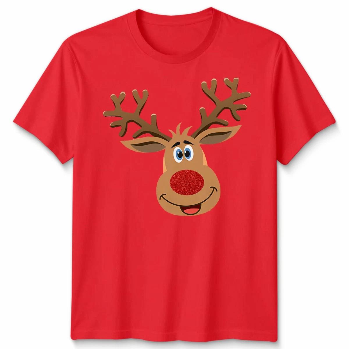 Festive Reindeer Face Christmas T shirt Funny Ugly Unisex Funny Holiday Tee#MC41 XL