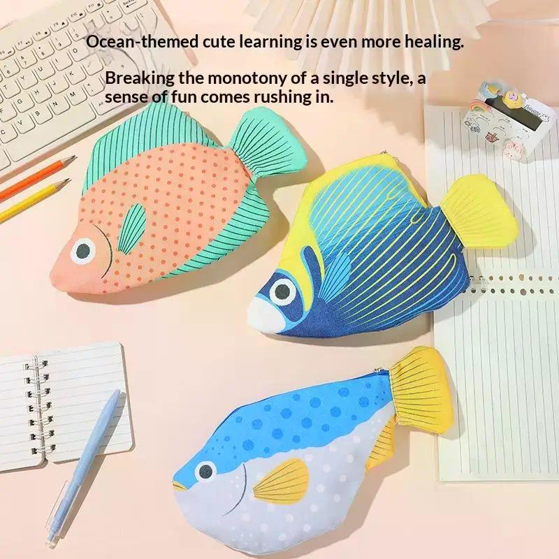 Kreatives skurriles Meeresfisch-Federmäppchen Große Kapazität Lustiger Cartoon-Organizer-Beutel Multifunktionale Aufbewahrungstasche Federmäppchen Geschenk