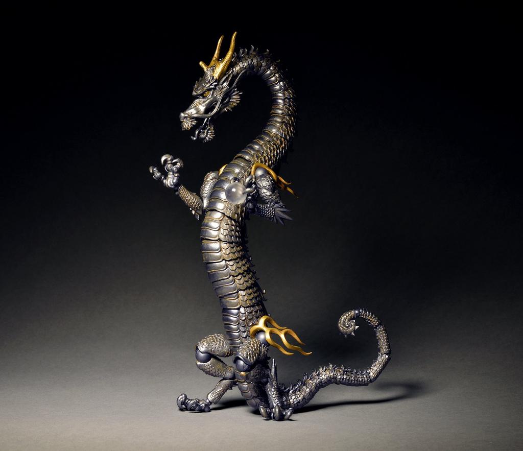 Kaiyodo Takeya Style Free-Standing Figurine Dragon, Iron Rust Tone, Non-Scale ABS & PVC, Painted Movable Figure KT-003