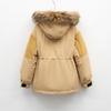 Winter loose retro hooded jacket fox hair couple men's and women's tooling fur collar down jacket