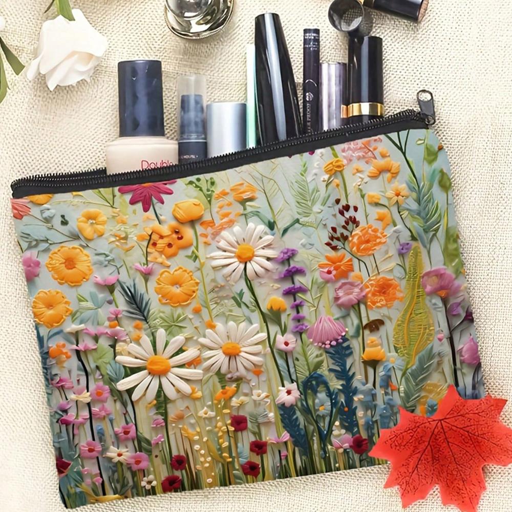 Duża torba na kosmetyki Przenośna torba do przechowywania kosmetyków damskich Kwiatowa dwustronnie drukowana kosmetyczka Organizer podróżny Torba do przechowywania w torebce