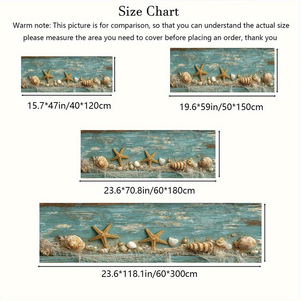 1Pcs Pastoral Style Starfish Seashell Non-Slip Washable Area Rug Runner for Entryway, Living Room, Bedroom & Patio
