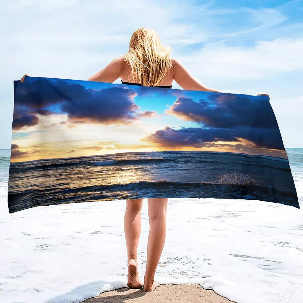 Beach Ocean Microfiber Beach Towels Quick Drying Towel,Retro Tropical Summer Absorbent Sand Free Sandless Swim Pool Beach Towel