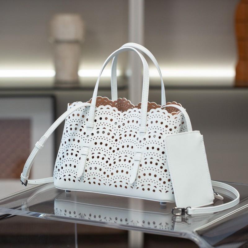 2026 Genuine Leather Women's Bag Tote French Hollowed-out Carved 25 Portable Cross-body Lazy Vegetable Basket