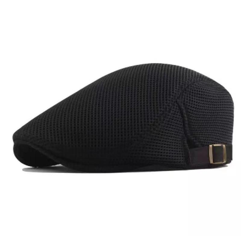 

summer hollow mesh breathable sun hat classic solid color beret men and women universal hats outdoor sports cap чорний