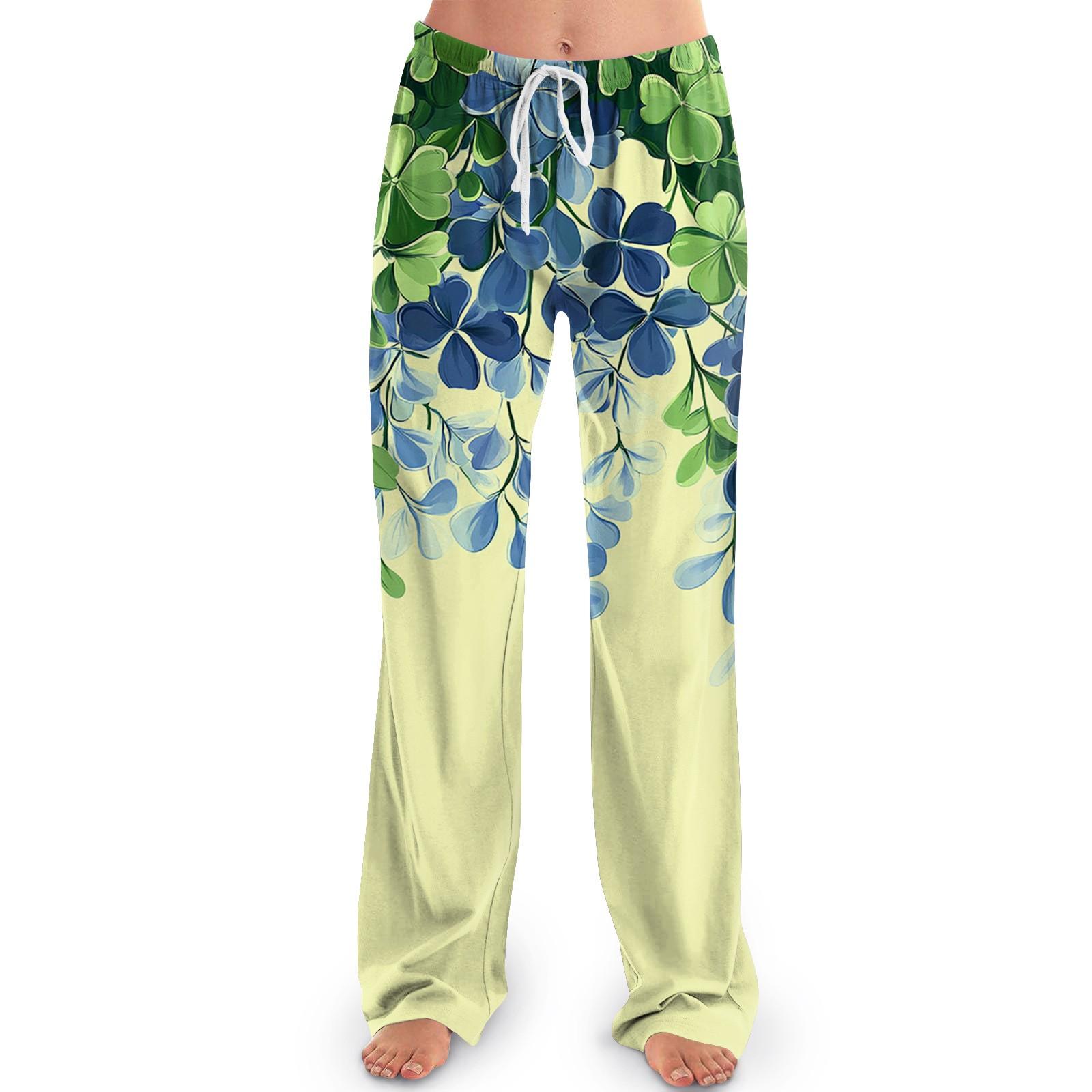 

Женские пижамные штаны, одежда для сна, повседневные брюки с эластичной резинкой на талии, удобные прямые свободные брюки для йоги. День Патрика XL жёлтый