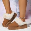 Fashion Casual Faux Fur Decoration Slip On Snow Boots Women 2025 Winter Thick Bottom Medium Heel Ankle Snow Boots Warm Short Plush Shoes