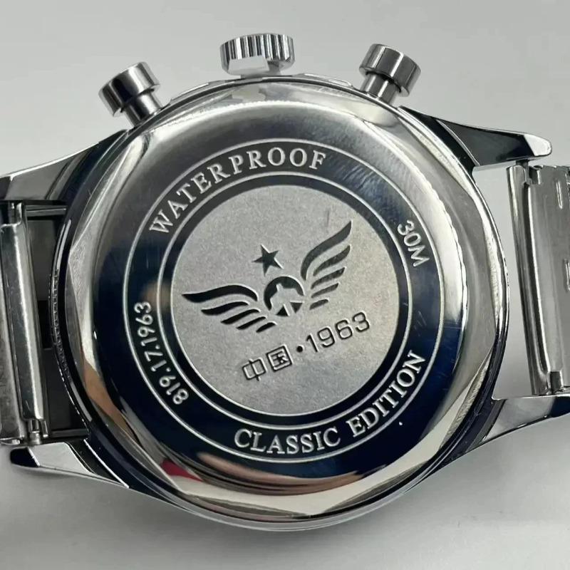 Reloj Mecánico Cronógrafo Piloto Retro para Hombre, 1963 Movimiento Seagull Carga Manual Reloj de Pulsera para Hombres