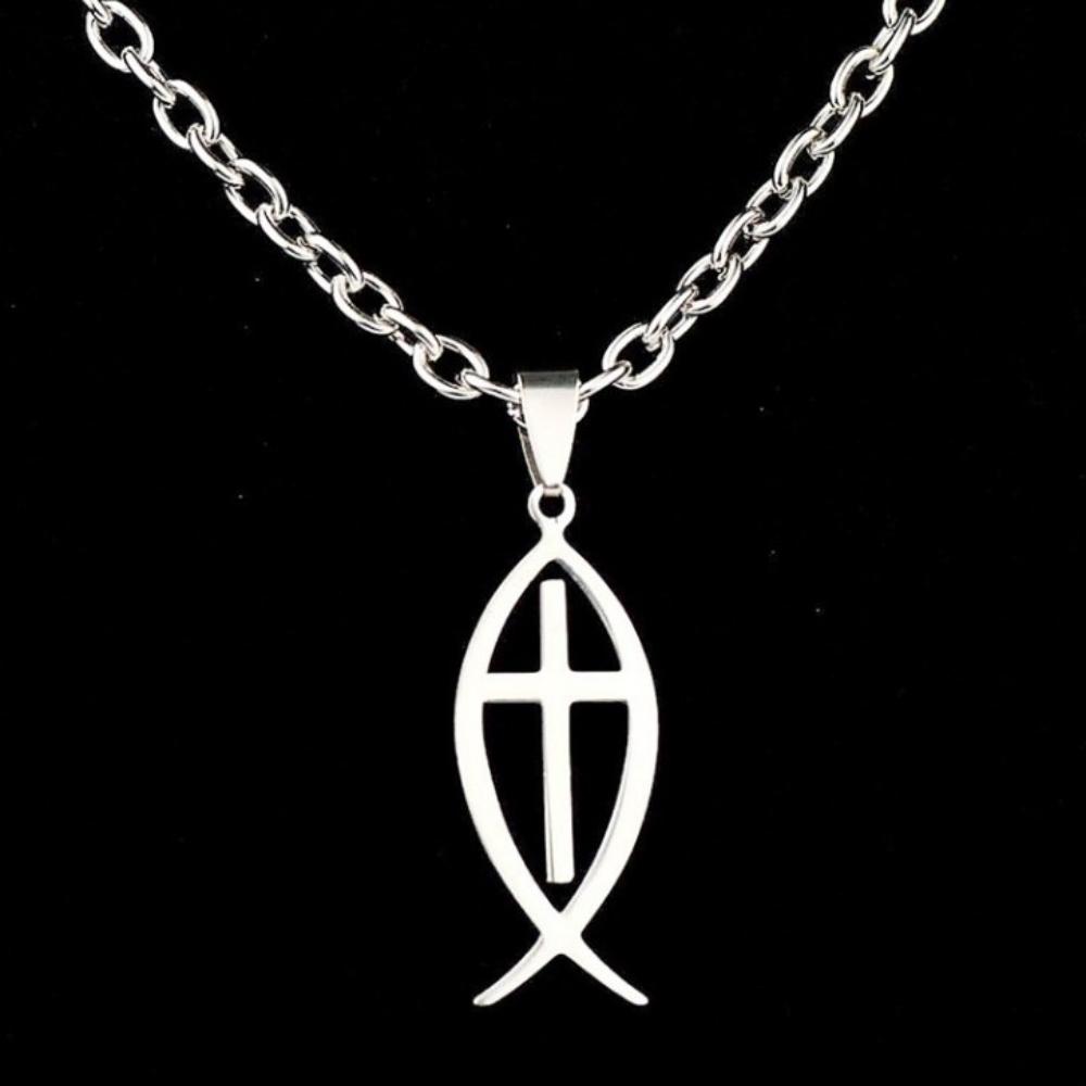 Kresťanský symbol Ryba Ichthys Prívesok Náhrdelník Dĺžka 45 cm