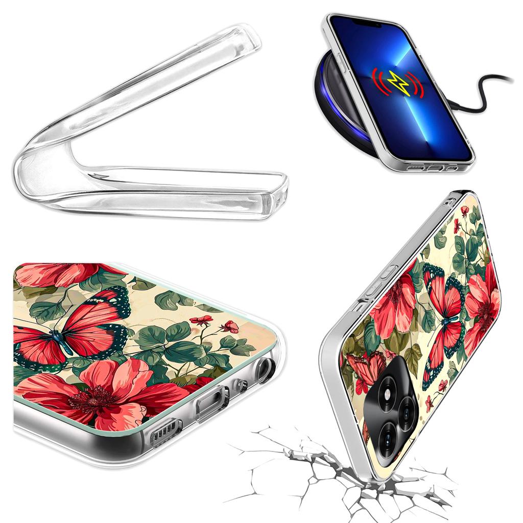 Hülle für Honor X5C Plus / X5C 4G Hülle Foto Case Rückseite Schmetterlinge + Glas 9H