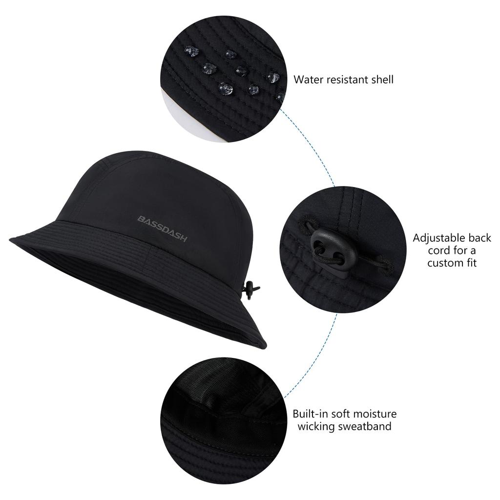 Bassdash Short Brim Bucket Hat, Lightweight Fishing Hat with UV Protection, Unisex, FH13