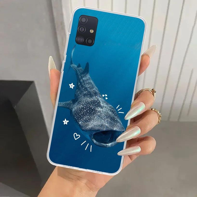 Ocean Whale Shark Phone Case for Samsung Galaxy A52 A32 A22 A12 A02S A50S A30S A10S Note 20 Ultra 10 Plus S10 A31 A20 A71 A72 Ga