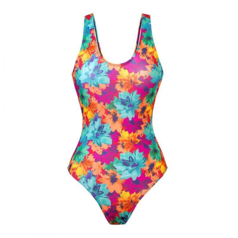 Fashionable Print Tight Slimming Deep V One-piece Swimsuit Seaside Vacation Beach