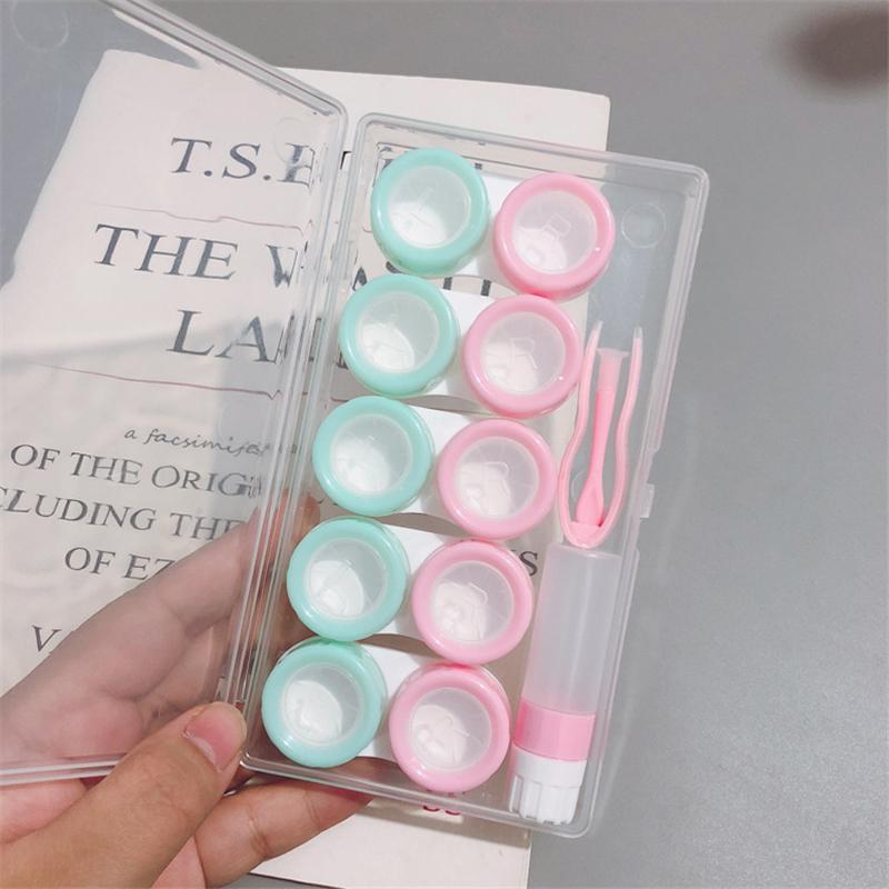 10 grids Contact Lens Box Holder Portable Small Lovely Clear Eyewear Bag Container Contact Lenses Soak Storage Case