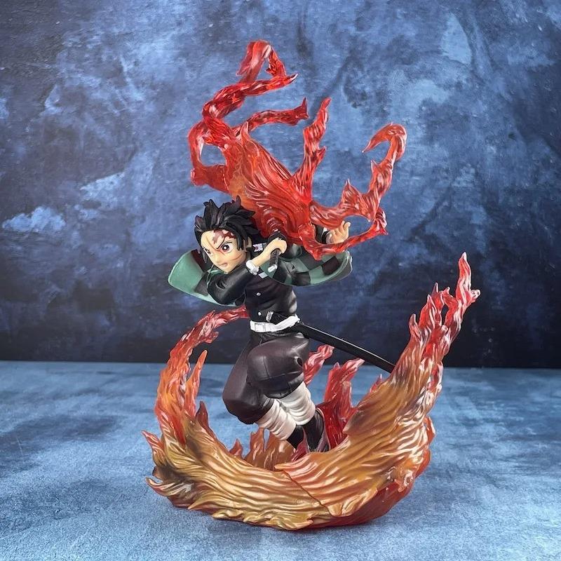 22cm Demon Slayer Kamado Tanjirou Hinokami Kagura Anime Figure Model Statue Boys Collection Desktop Decoration Ornament Playthings Present
