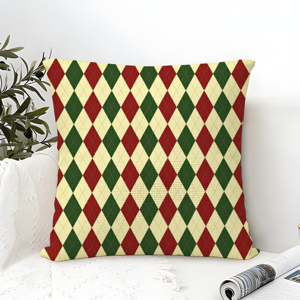 Square Cartoon Festive Print Pattern Pillow Case Linen Pillow Case Sofa Home Decor Cushion Cover Cushion Cove