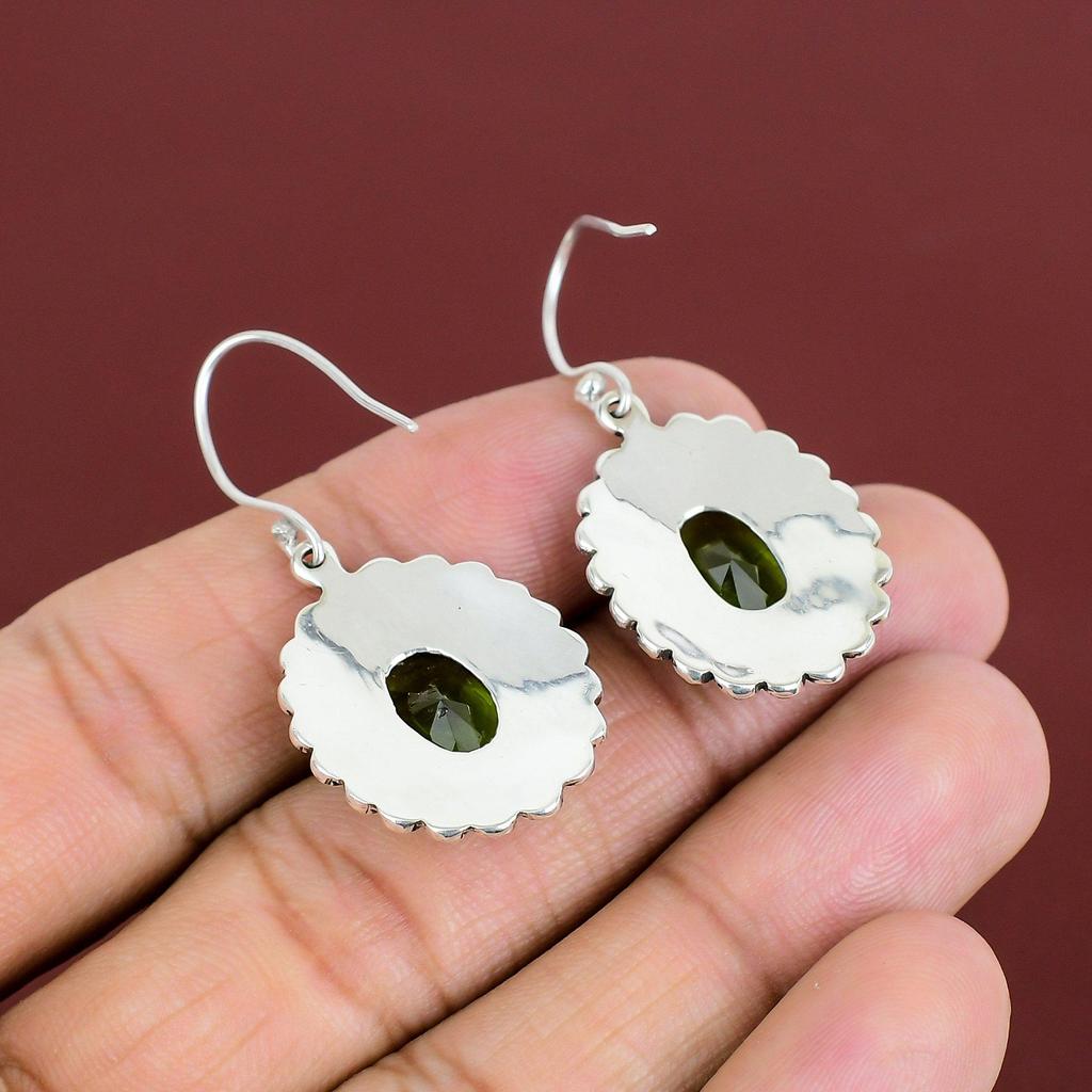 Faceted Peridot Earrings Vintage Jewelry Gemstone Earring 925 Sterling Silver Earring Handmade Jewelry Birthstone Earrings Anniversary Gifts