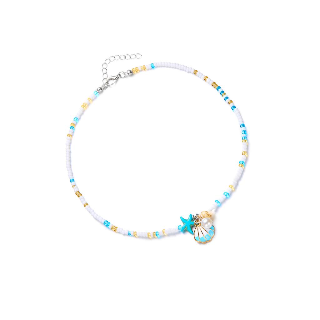 Beaded Necklace Shell Pendant Necklace Clavicle Chain Necklace Office Neck Jewelry Alloy Texture Perfect for Daily Party