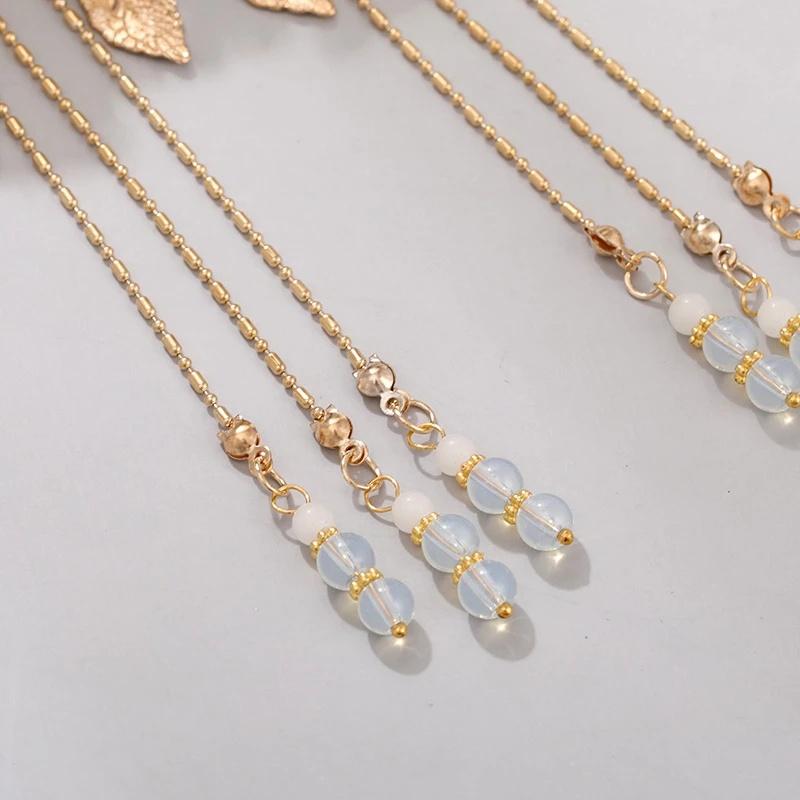 1 Paire Fleur Feuille Perles Long Pendentif à Gland Épingles à Cheveux Chinoises Pinces pour Femmes Filles Ornements de Cheveux de Mariage