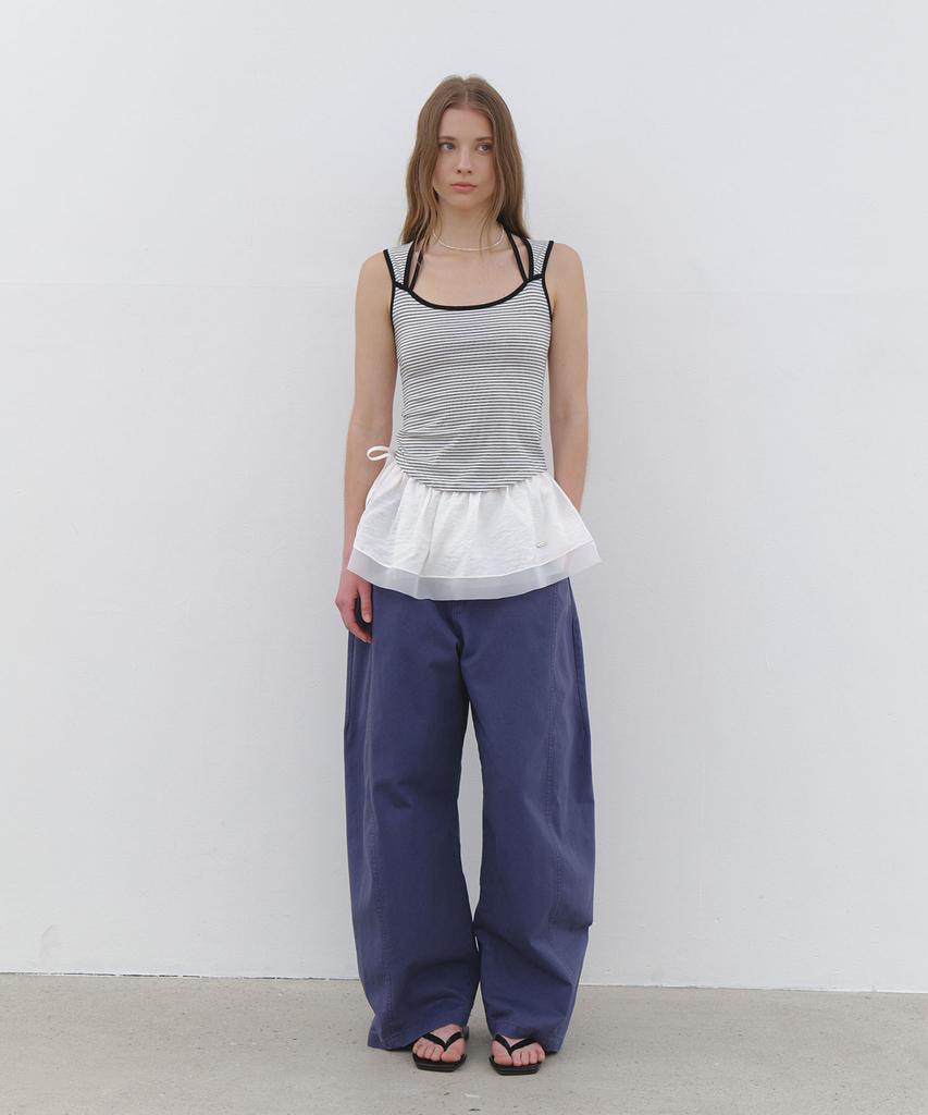 CLUNY Dual Strap Stripe Sleeveless Top - White