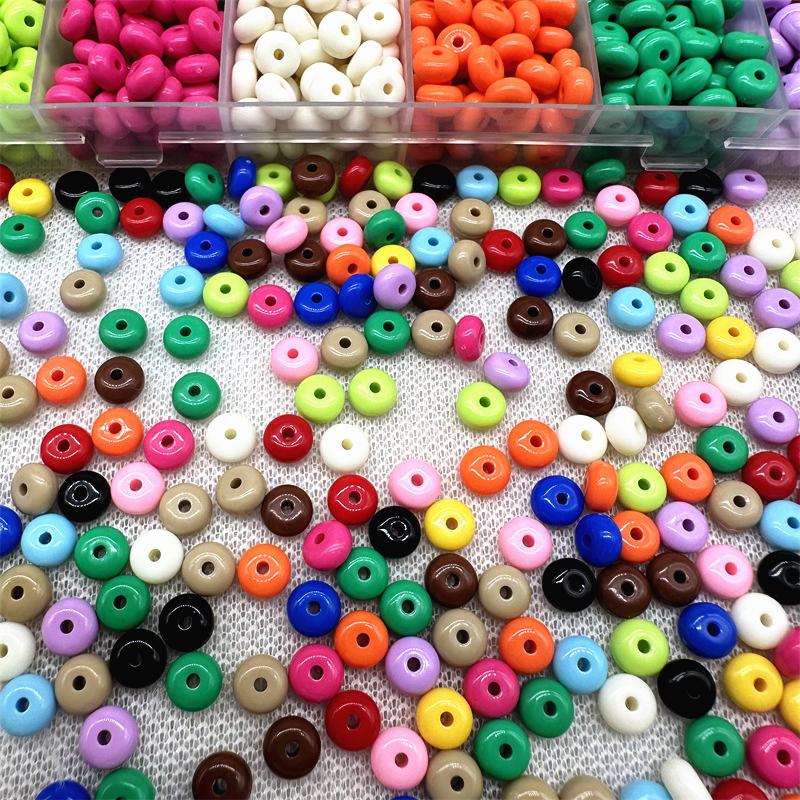 50pcs 8mm Acrylic Colored Flat Round Abacus Beads DIY Handmade Beads Accessories Spacer Beads Material Jewelry Accessories