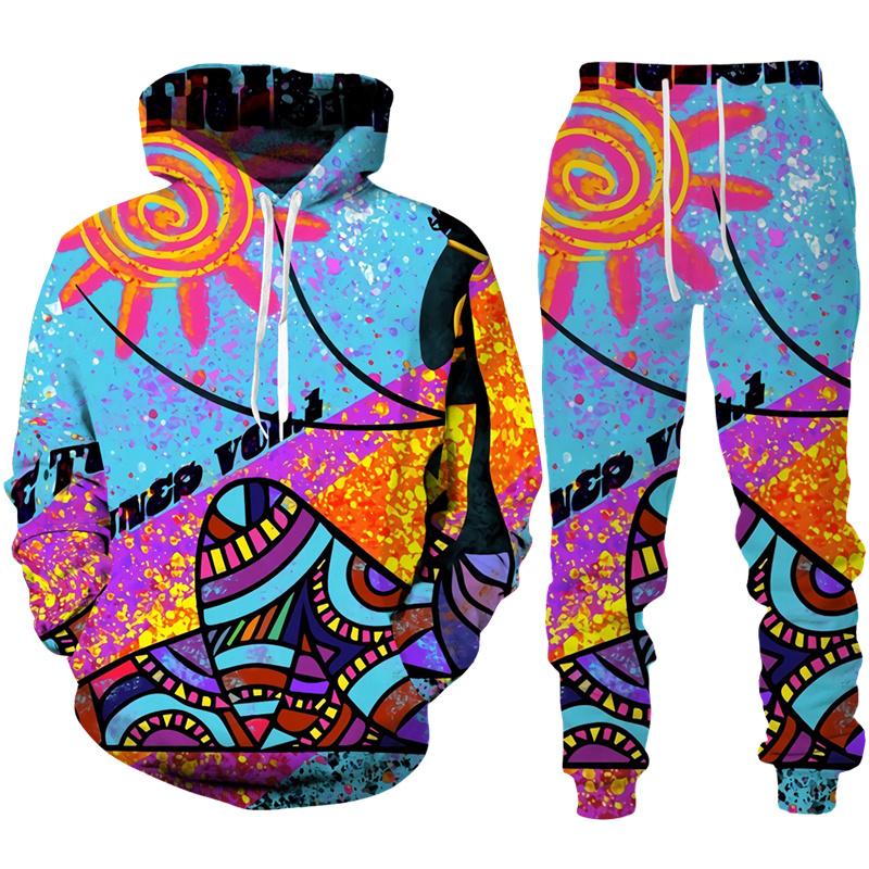 Frühling Herbst Afrikanischer Stil 3D Druck Trainingsanzug Set Mann Frau Hoodie + Hose 2-teilige Sets Dashiki Ethnisch Lässig Pullover Streetwear