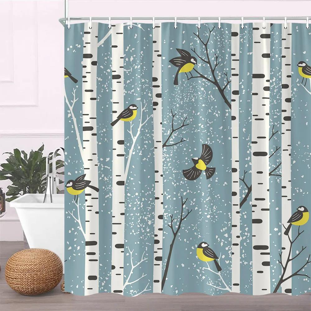 Modern Black Shower Curtain Set With Hooks-Black And White Shower Curtain For Bathroom Fabric Geometric Bath Curtains With Hooks