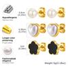 Three-piece Set of Stud Earrings for Women,Stainless Steel Imitation Pearl Heart Shape Flowers Earrings, Geometric Jewelry Gifts