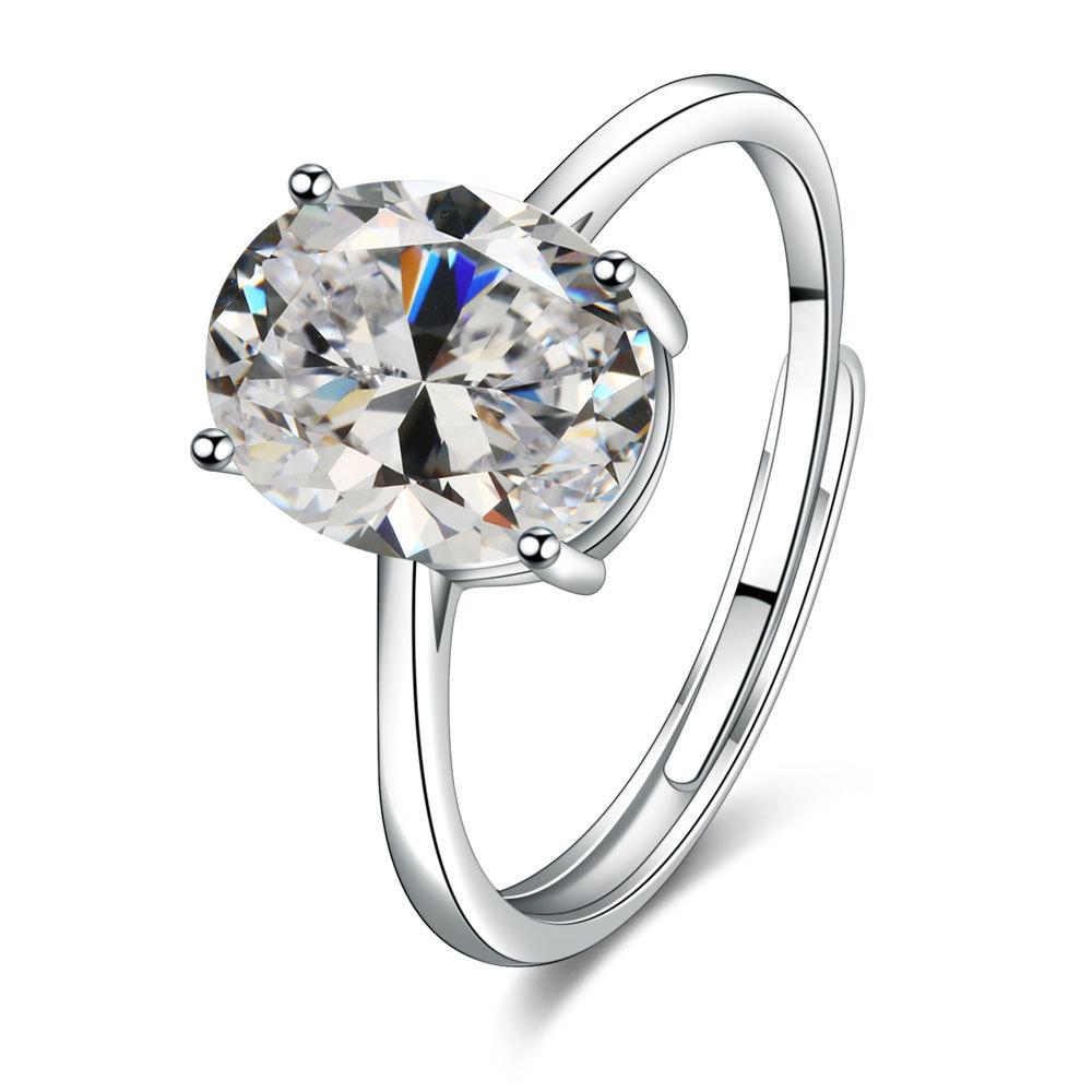 Ebay Oval Zircon Set Women'S Versatile Egg Shaped Colored Imitation Gemstone Ring Crystal Pendant Necklace