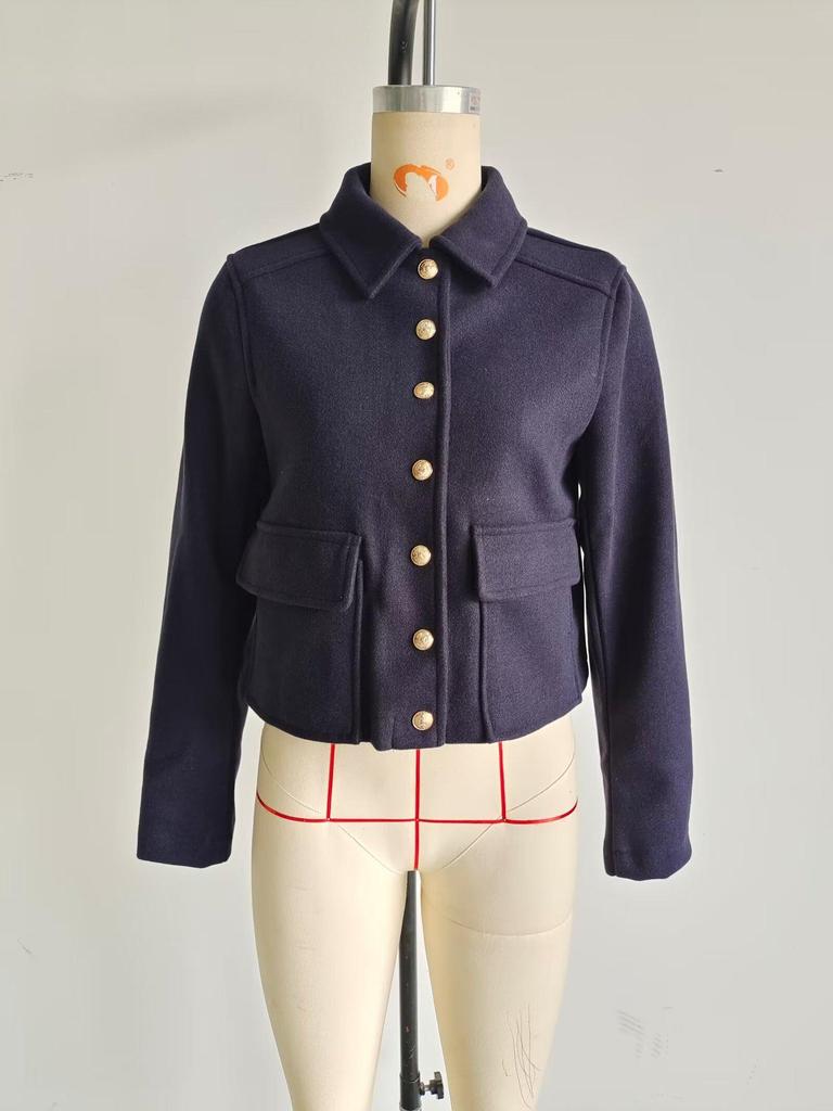 2025 Damski Europejski i Amerykański Styl Klapa Kieszeń Jednorzędowy Płaszcz Kurtka - Kolekcja Wiosna i Jesień