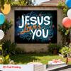 2D Starry Night Jesus Loves You Backdrop Faith Photography Background