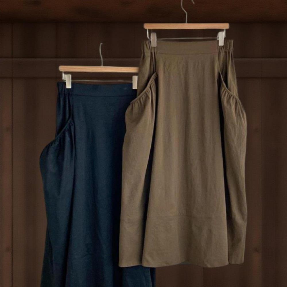 New Arrivals Open Run Women Simple Back Band Diagonal Design Large Pocket Longsk