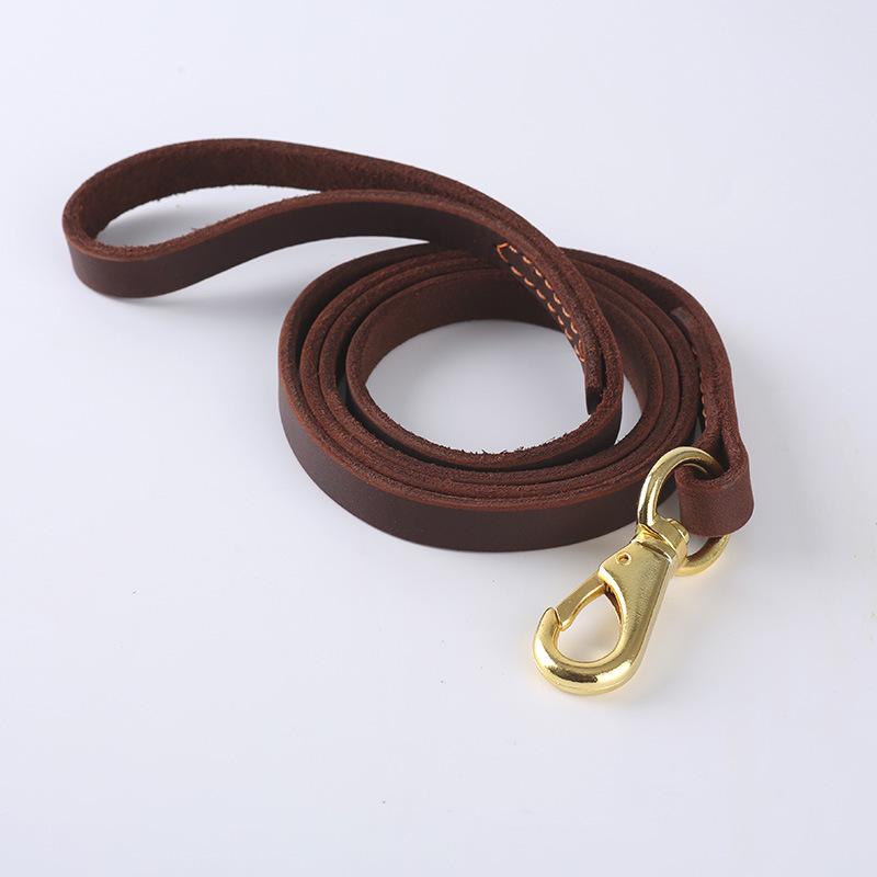 Handmade Stitching Cowhide Leash Medium and Large Dog Leash Genuine Leather Dog Leash Walking Leash