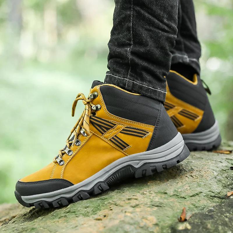 Fashion Outdoor Shoes Waterproof Walking Hiking Boots Non-Slip Warm Tactical Trekking Shoes for Men 2024 Large Size